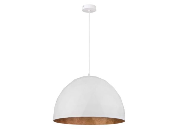 Lampa wisząca Diament L w kolorze białym i miedzianym na jasnym tle