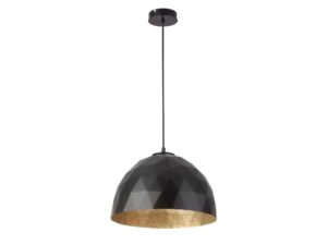Miniaturka 3 - Lampa wisząca Diament M z czarnym geometrycznym kloszem i złotym wnętrzem.