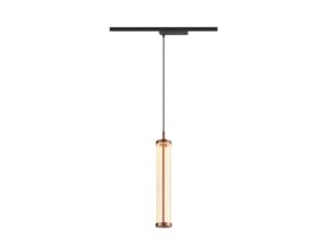 Miniaturka 2 - Miedziana lampa wisząca Quimera z pionowym kloszem i adapterem szynowym