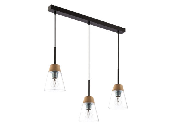 Lampa wisząca Domino 3-punktowa ze szklanymi kloszami na białym tle