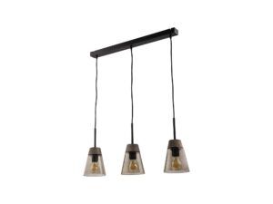Miniaturka 2 - Lampa wisząca Domino 67 cm z trzema przydymionymi kloszami