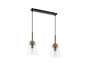 Miniaturka 4 - Lampa wisząca Domino czarna z dwoma przezroczystymi szklanymi kloszami