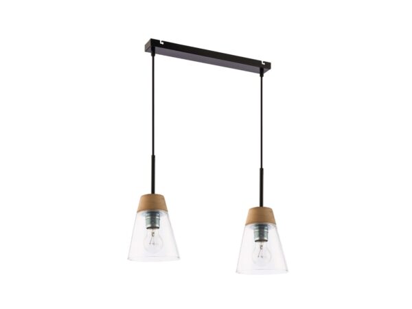 Lampa wisząca Domino czarna z dwoma przezroczystymi szklanymi kloszami