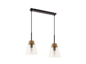 Miniaturka 2 - Lampa wisząca Domino z dwoma bursztynowymi szklanymi kloszami