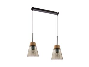 Miniaturka 3 - Lampa wisząca Domino z dwoma szarymi przydymionymi kloszami
