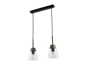 Miniaturka 3 - Lampa wisząca Domino dwupunktowa z przezroczystymi szklanymi kloszami i czarną listwą