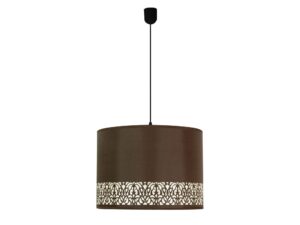 Miniaturka 1 - Lampa wisząca Doredano – brązowy abażur z jasnym ornamentem i czarnym zawieszeniem