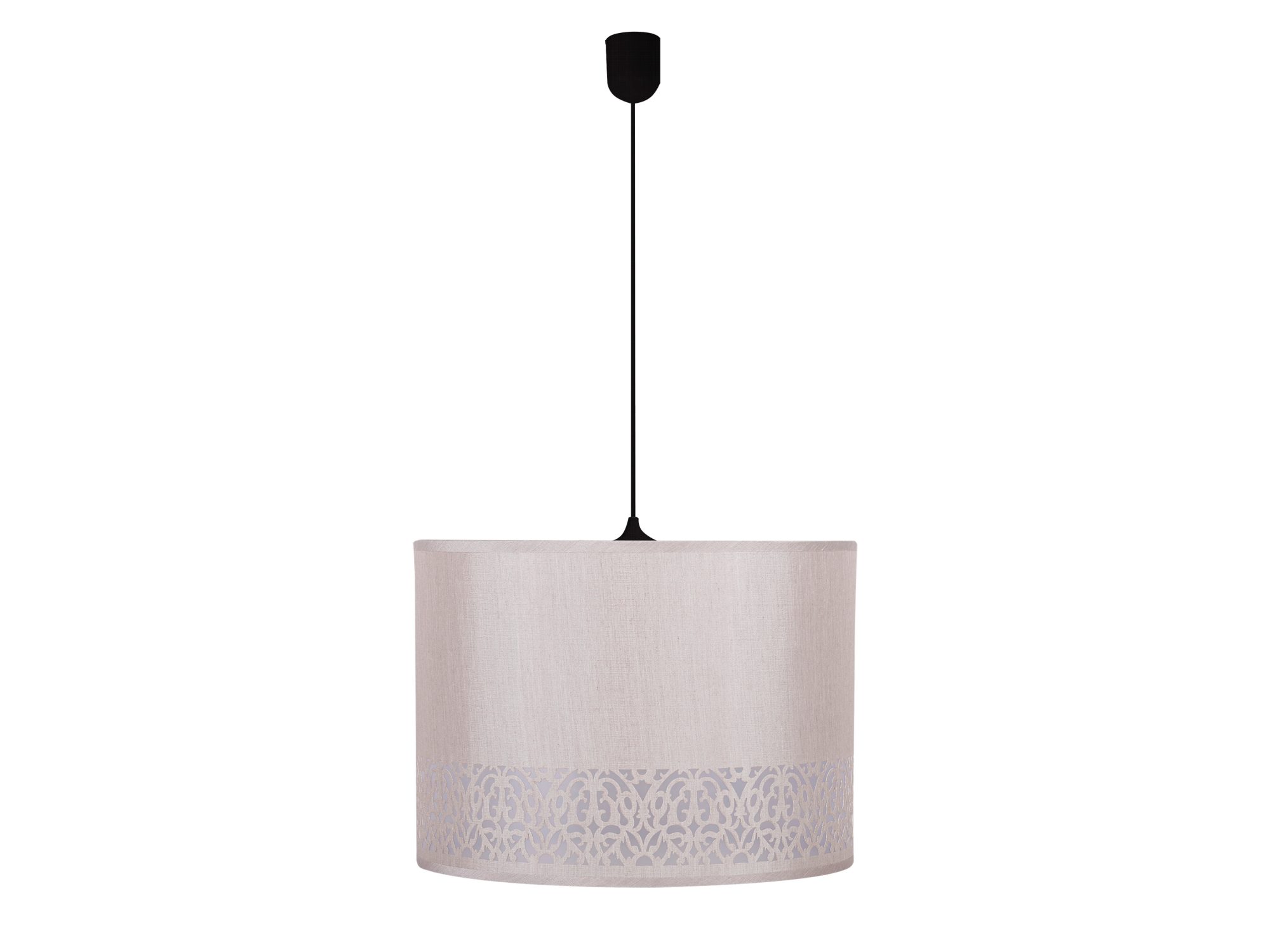 Lampa wisząca Doredano z kremowym abażurem i czarnym zawieszeniem