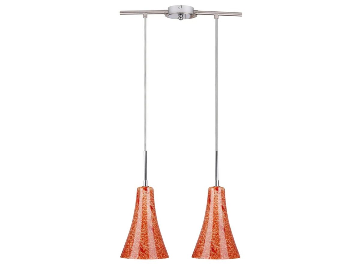 Lampa wisząca Dorevina 2-punktowa 39 cm z pomarańczowymi kloszami