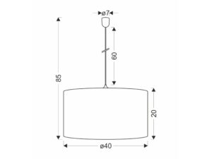 Miniaturka 1 - Lampa wisząca Doriseta rysunek wymiarów z abażurem 40 cm
