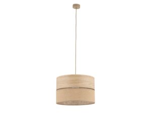 Miniaturka 2 - Lampa wisząca Dorma z abażurem z juty i jasnym dekorem drewna, średnica 38 cm