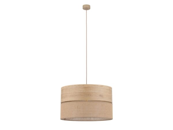 Lampa wisząca Dorma z tekstylnym abażurem w kolorze juty, średnica 50 cm