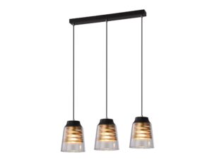 Miniaturka 2 - Lampa wisząca Dorolia czarna z trzema przezroczystymi szklanymi kloszami