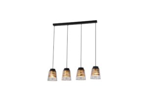 Miniaturka 3 - Lampa wisząca Dorolia cztery szklane klosze na czarnej listwie