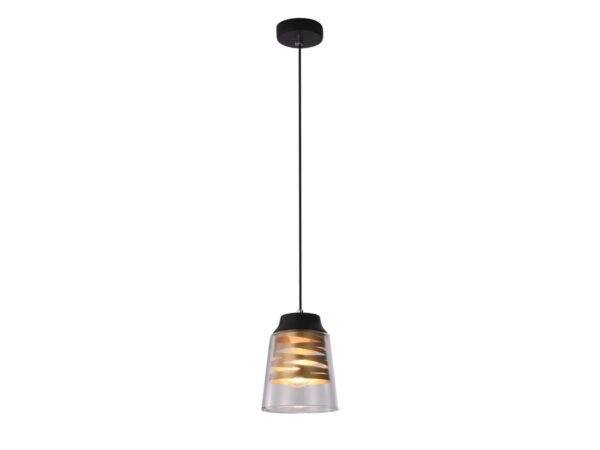 Lampa wisząca Dorolia z przezroczystym kloszem i złotą spiralą