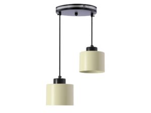 Miniaturka 2 - Lampa wisząca Doroseta z dwoma oliwkowymi metalowymi kloszami