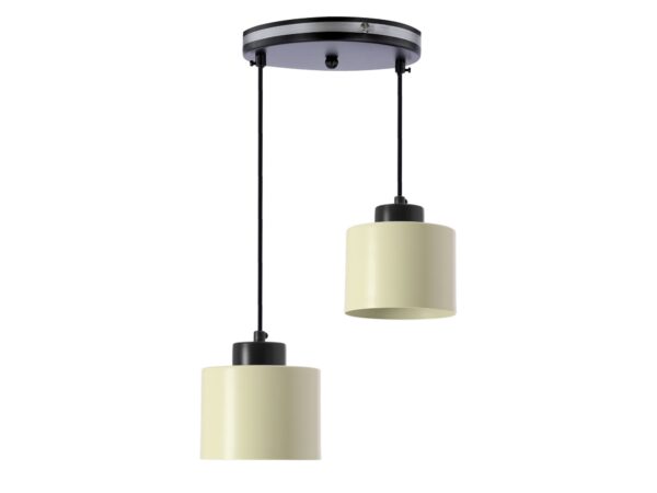 Lampa wisząca Doroseta z dwoma oliwkowymi metalowymi kloszami