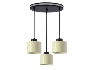 Miniaturka 2 - Lampa wisząca Doroseta z trzema oliwkowymi metalowymi kloszami
