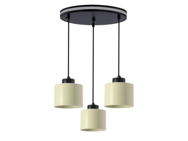 Lampa wisząca Doroseta z trzema oliwkowymi metalowymi kloszami