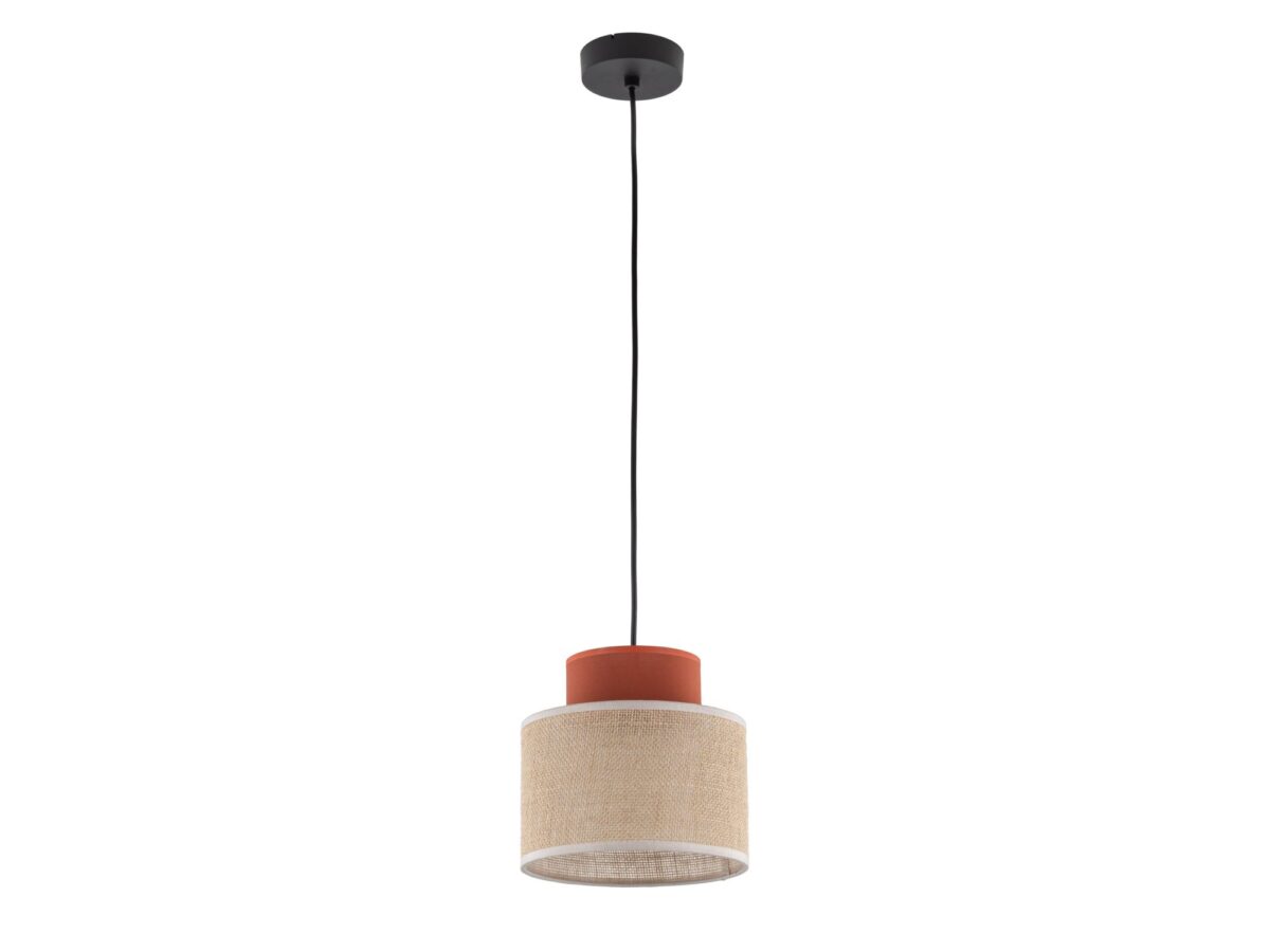 Lampa wisząca Duo z dwukolorowym abażurem jutowym 20 cm