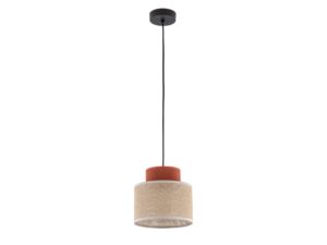 Miniaturka 7 - Lampa wisząca Duo z brązowo-jutowym abażurem na białym tle