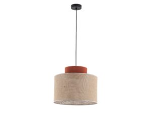 Miniaturka 4 - Lampa wisząca Duo z jutowym i brązowym abażurem na białym tle