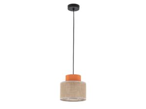 Miniaturka 2 - Lampa wisząca Duo z pomarańczowo-jutowym abażurem na białym tle