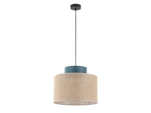 Miniaturka 1 - Lampa wisząca Duo z jutowym i zielonym abażurem na białym tle