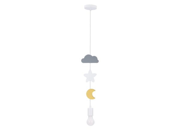 Lampa wisząca dziecięca z chmurką gwiazdką i żółtym księżycem
