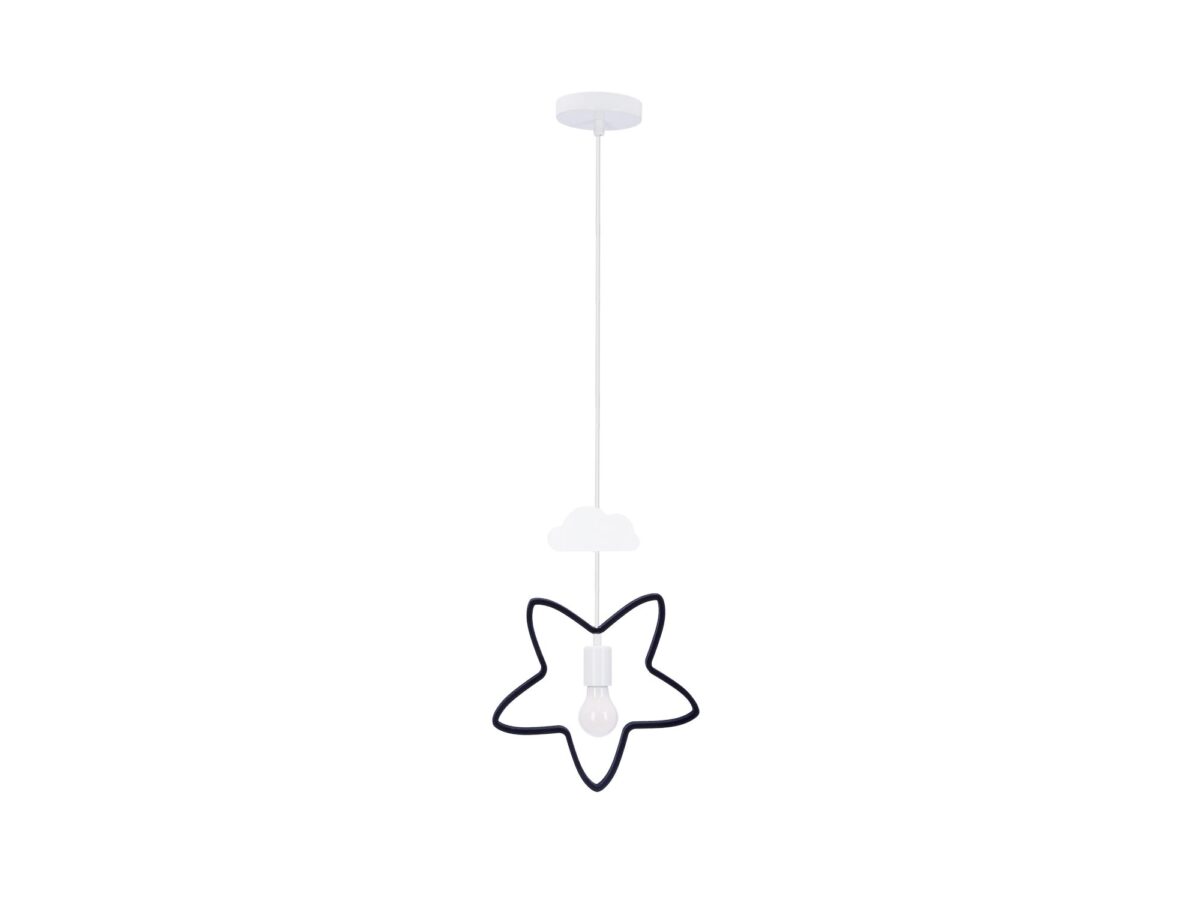 Lampa wisząca dziecięca Gwiazda czarno-biała E27