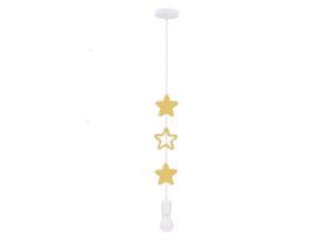 Miniaturka 3 - Lampa wisząca dziecięca z dekoracyjnymi złotymi gwiazdkami, biała oprawka E27