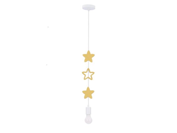 Lampa wisząca dziecięca z dekoracyjnymi złotymi gwiazdkami, biała oprawka E27