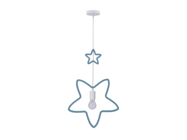 Dziecięca lampa wisząca z dwiema niebieskimi gwiazdkami na białym zwisie