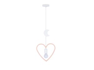 Miniaturka 3 - Lampa wisząca dziecięca z białym księżycem i różowym sercem