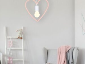 Miniaturka 1 - Lampa dziecięca z różowym sercem i białym księżycem nad fotelem