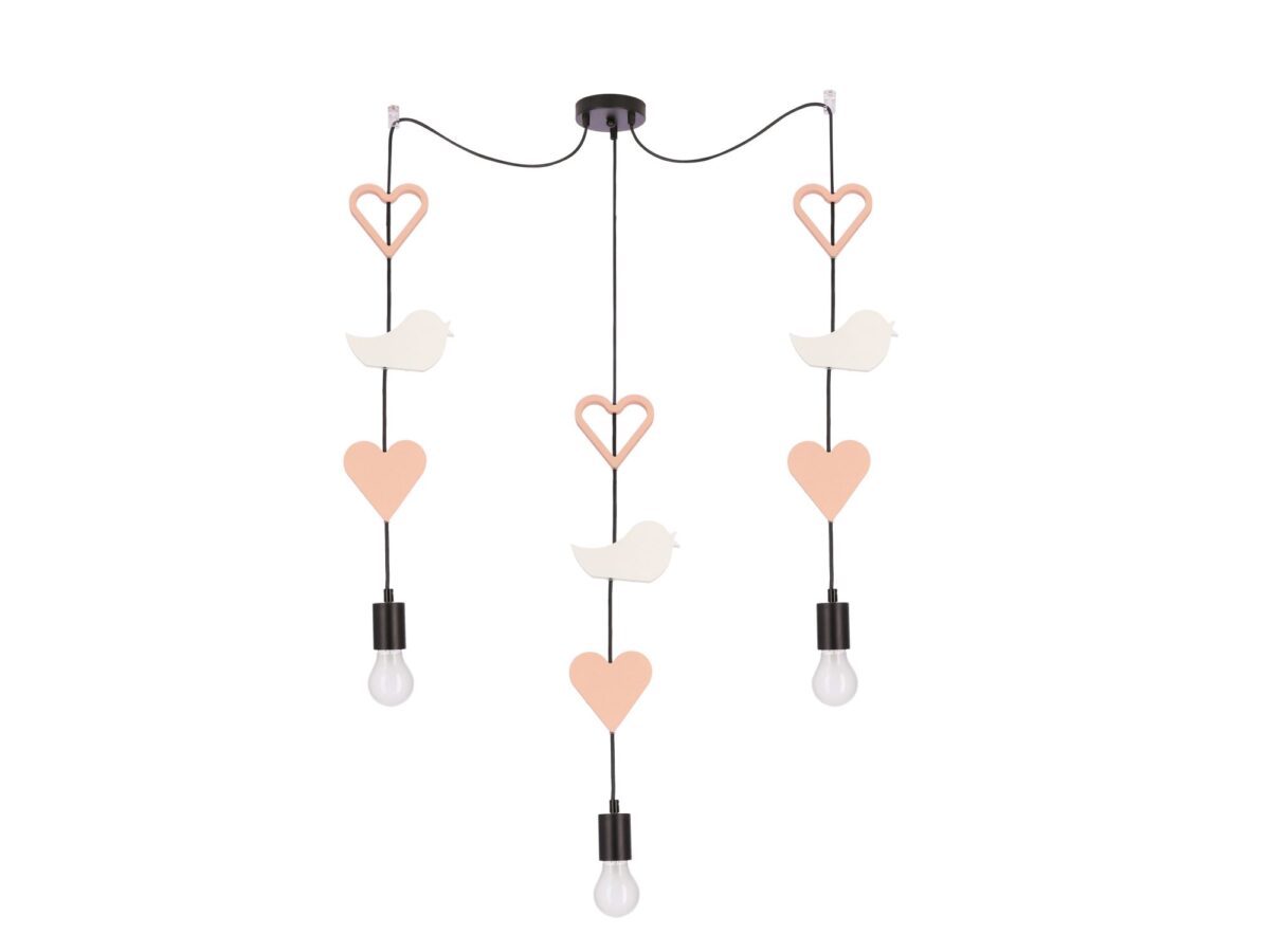 Lampa wisząca dziecięca z serduszkami i gwiazdkami 3 × E27