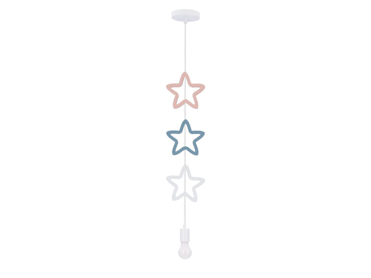 Lampa wisząca dziecięca z trzema gwiazdkami kolorowa 90 cm