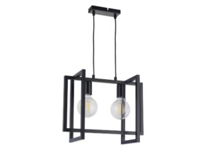 Miniaturka 1 - Lampa wisząca Eden 2 czarna z dwiema oprawkami E27 i prostokątnymi ramami ze stali