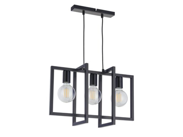 Lampa wisząca Eden 3 czarna z trzema punktami światła na jasnym tle