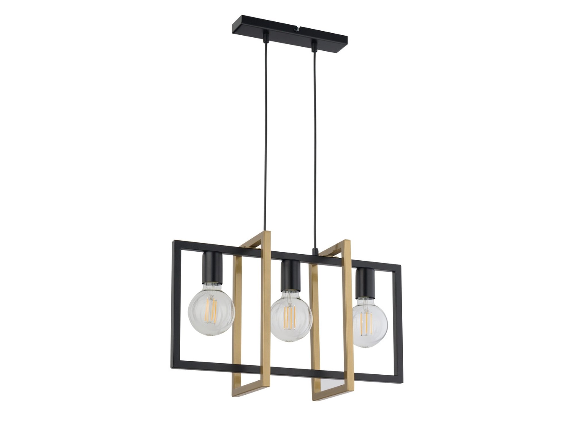 Lampa wisząca Eden 3 czarno-złota z trzema punktami światła na jasnym tle