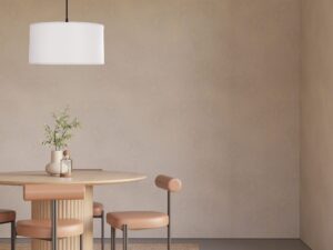 Miniaturka 4 - Szara lampa wisząca Elavora nad okrągłym stołem w jadalni