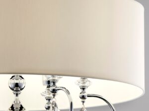 Miniaturka 3 - Lampa wisząca Elba z białym tekstylnym abażurem i kryształowymi detalami