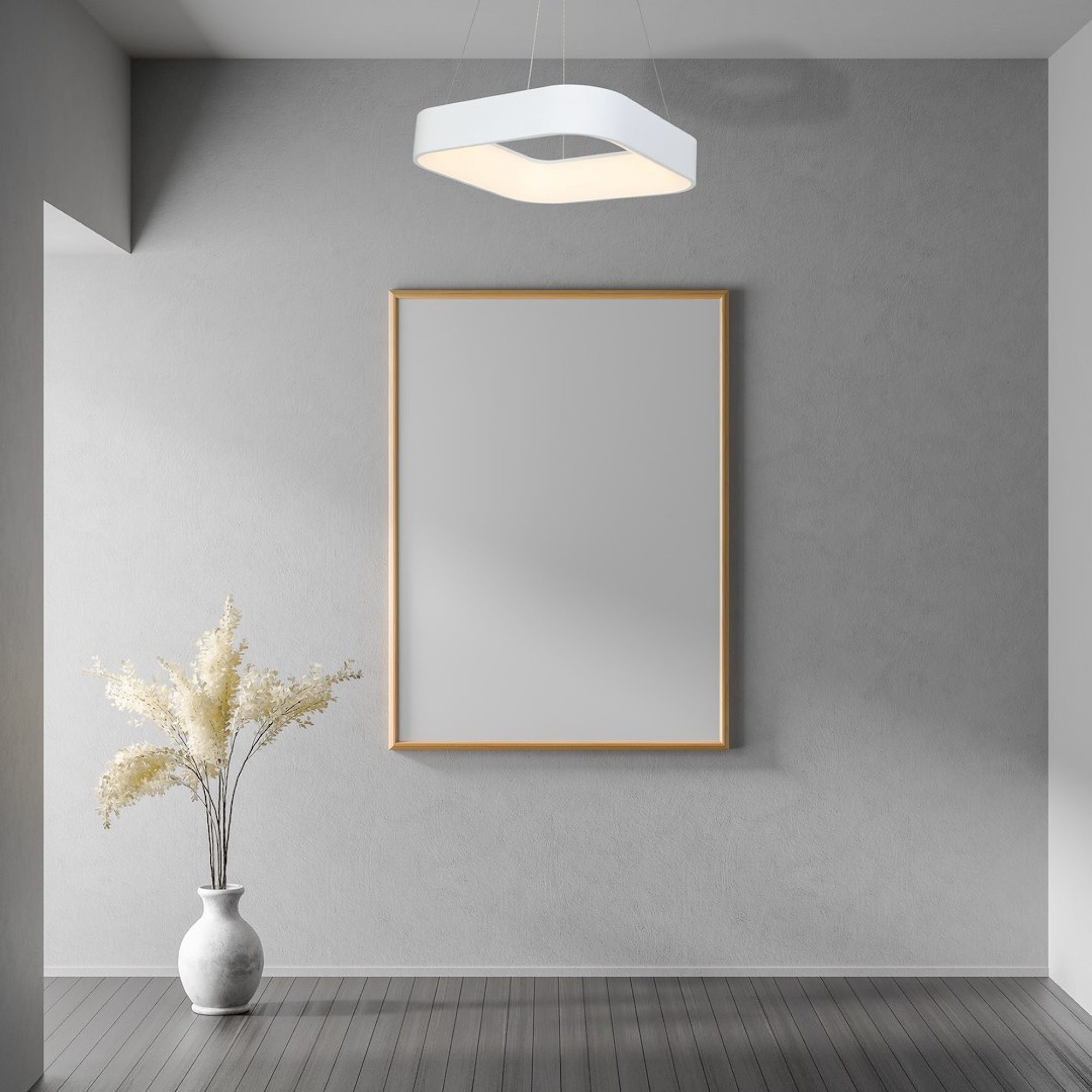 Lampa wisząca Elemina 50 cm biała w jasnym wnętrzu