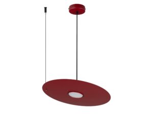 Miniaturka 3 - Lampa wisząca Elenora średnica 35 cm, kolor burgund, płaski metalowy klosz i dwa zawieszenia na białym tle