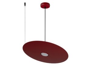 Miniaturka 7 - Lampa wisząca Elenora średnica 45 cm, kolor burgund, płaski metalowy klosz i dwa zawieszenia na białym tle