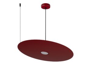 Miniaturka 11 - Lampa wisząca Elenora średnica 55 cm, kolor burgund, płaski metalowy klosz i dwa zawieszenia na białym tle