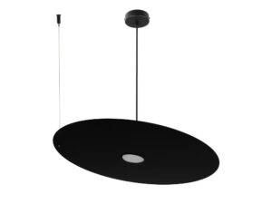 Miniaturka 9 - Lampa wisząca Elenora średnica 55 cm, kolor czarna, płaski metalowy klosz i dwa zawieszenia na białym tle