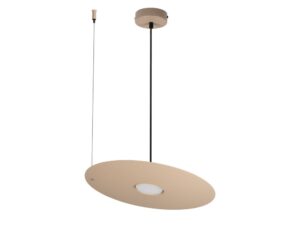 Miniaturka 2 - Lampa wisząca Elenora średnica 35 cm, kolor taupe, płaski metalowy klosz i dwa zawieszenia na białym tle