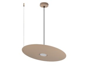 Miniaturka 6 - Lampa wisząca Elenora średnica 45 cm, kolor taupe, płaski metalowy klosz i dwa zawieszenia na białym tle