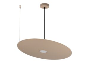 Miniaturka 10 - Lampa wisząca Elenora średnica 55 cm, kolor taupe, płaski metalowy klosz i dwa zawieszenia na białym tle
